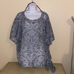 MICHAEL Michael Kors Gray Sheer Shimmer Top